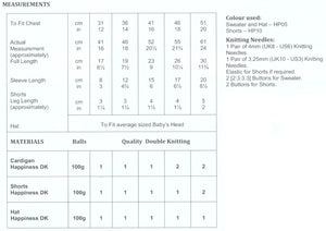 James Brett Double Knit Knitting Pattern - Baby Cardigan Shorts & Hat (JB742)