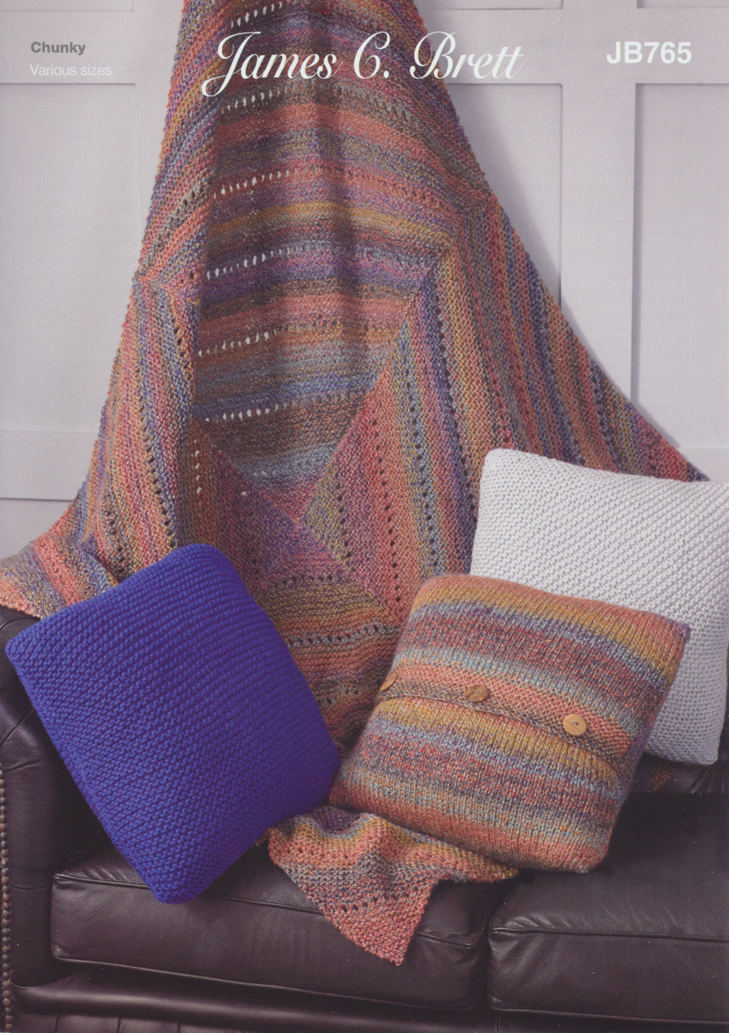 James Brett Chunky Knitting Pattern - Throw & Cushion Covers (JB765)