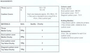 James Brett Chunky Knitting Pattern - Throw & Cushion Covers (JB765)