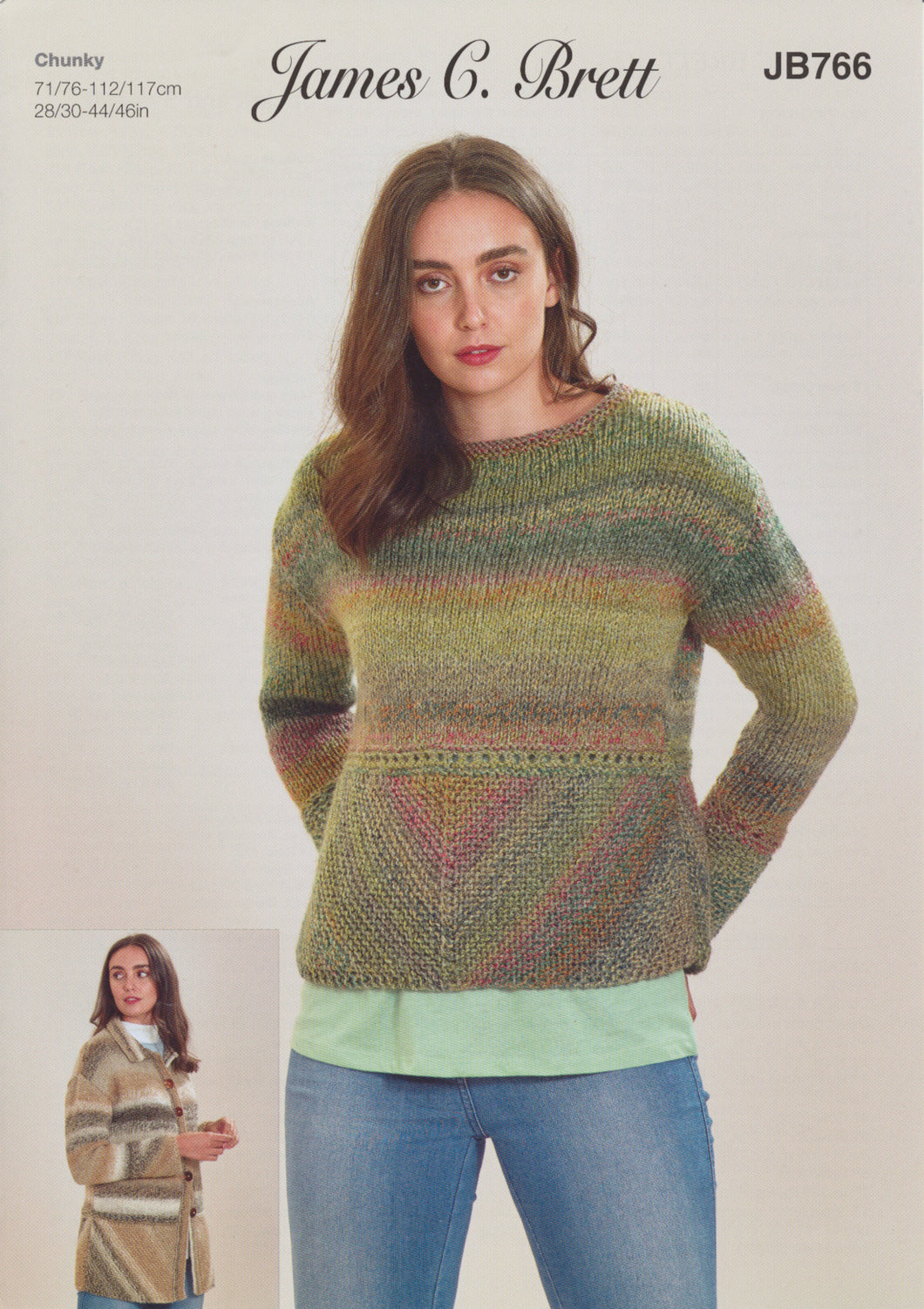 James Brett Chunky Knitting Pattern - Ladies Jacket & Sweater (JB766)