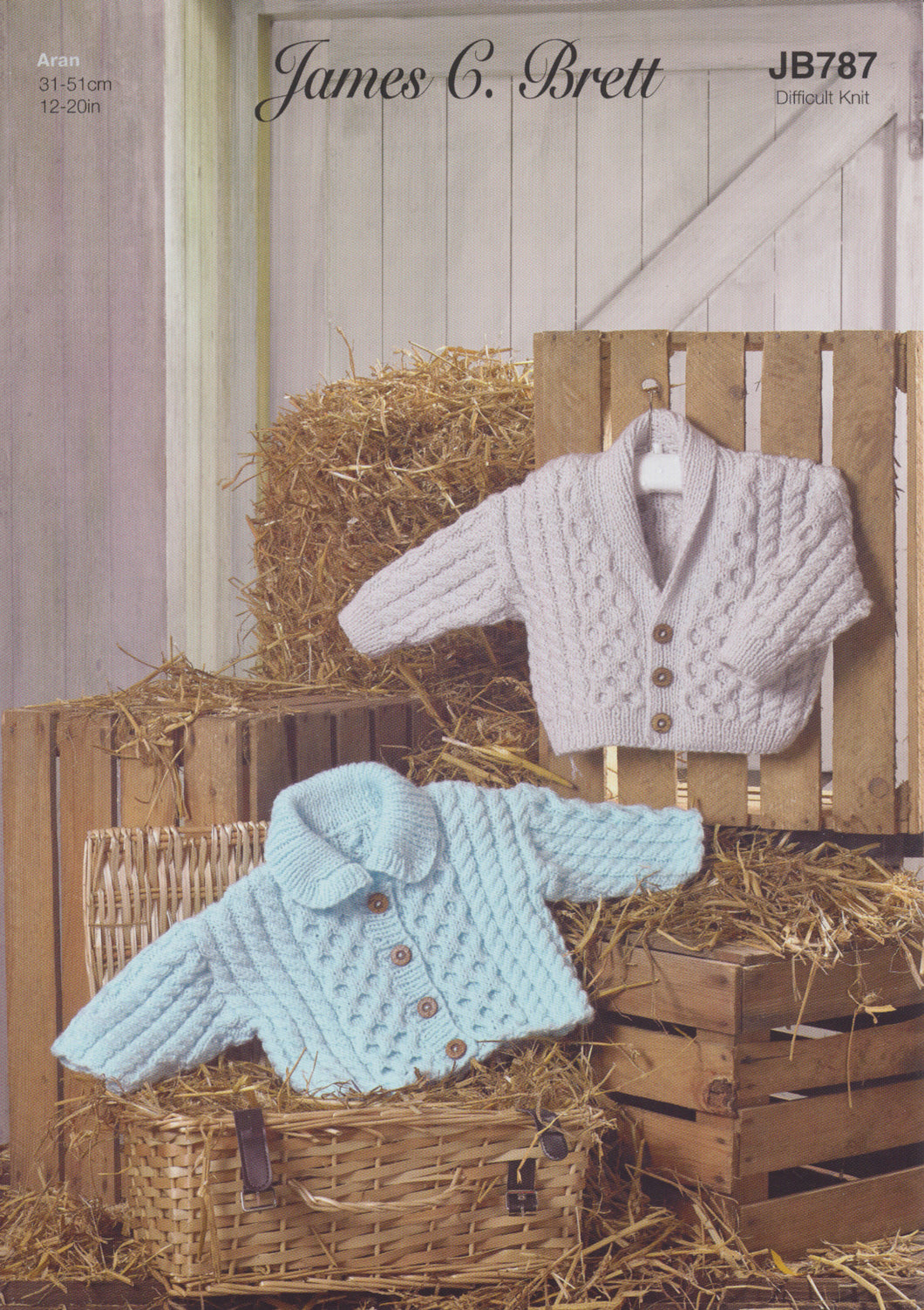 James Brett Aran Knitting Pattern - Baby Jackets (JB787)