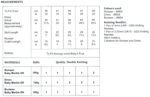 James Brett Double Knit Knitting Pattern - Baby Romper Dress & Bootees (JB805)