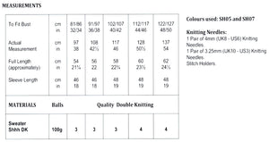 James Brett Double Knit Knitting Pattern - Ladies Sweater (JB817)