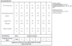 James Brett Chunky Knitting Pattern - Children's Lion or Giraffe Hoodie (JB833)