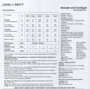 James Brett Chunky Knitting Pattern - Ladies Sweater & Cardigan (JB841)