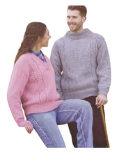 Load image into Gallery viewer, James Brett Aran Knitting Pattern - Ladies &amp; Mens Sweater (JB854)