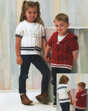 Load image into Gallery viewer, James Brett DK Knitting Pattern – Kids Expert Knit Sweater &amp; Cardigan (JB871)