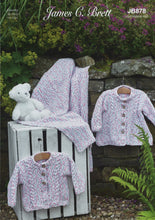 Load image into Gallery viewer, James Brett Flutterby Knitting Pattern - Baby Jacket, Cardigan &amp; Blanket (JB878)