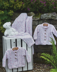 James Brett Flutterby Knitting Pattern - Baby Jacket, Cardigan & Blanket (JB878)