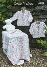 Load image into Gallery viewer, James Brett Flutterby Knitting Pattern - Baby Cardigans &amp; Blanket (JB881)
