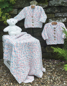 James Brett Flutterby Knitting Pattern - Baby Cardigans & Blanket (JB881)