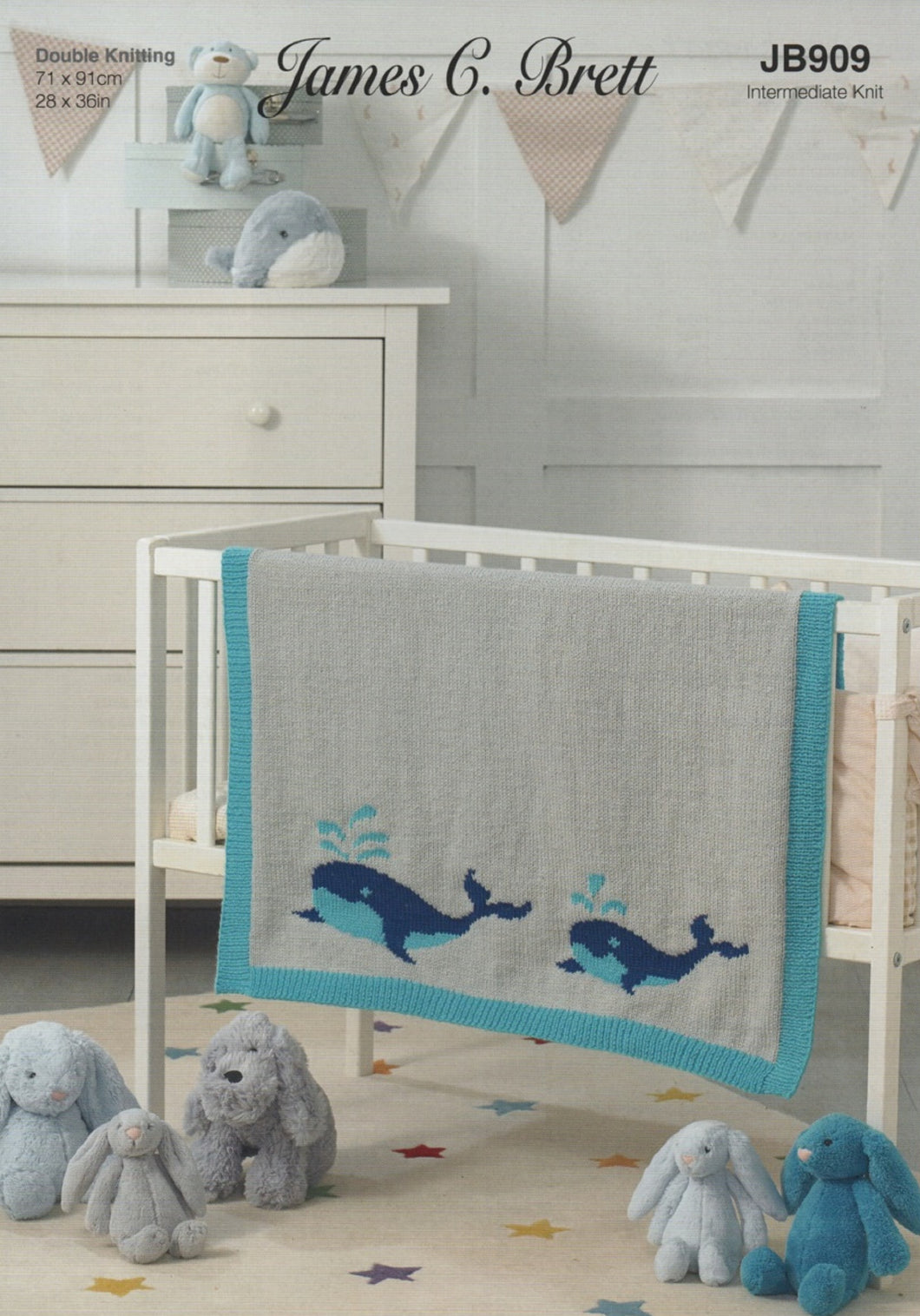 James Brett Double Knit Pattern – Babies Whale Blanket (JB909)