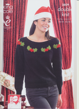 Load image into Gallery viewer, King Cole Ladies &amp; Mens Double Knitting Pattern Womens Christmas Sweater (3809)
