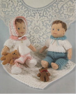 Knits & Pieces Double Knit Knitting Pattern Elizabeth & Daniel Dolls (KP-21)