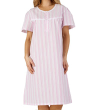 Load image into Gallery viewer, Slenderella Ladies Seersucker Stripe Short Sleeved Nightie Pink - UK 24/26