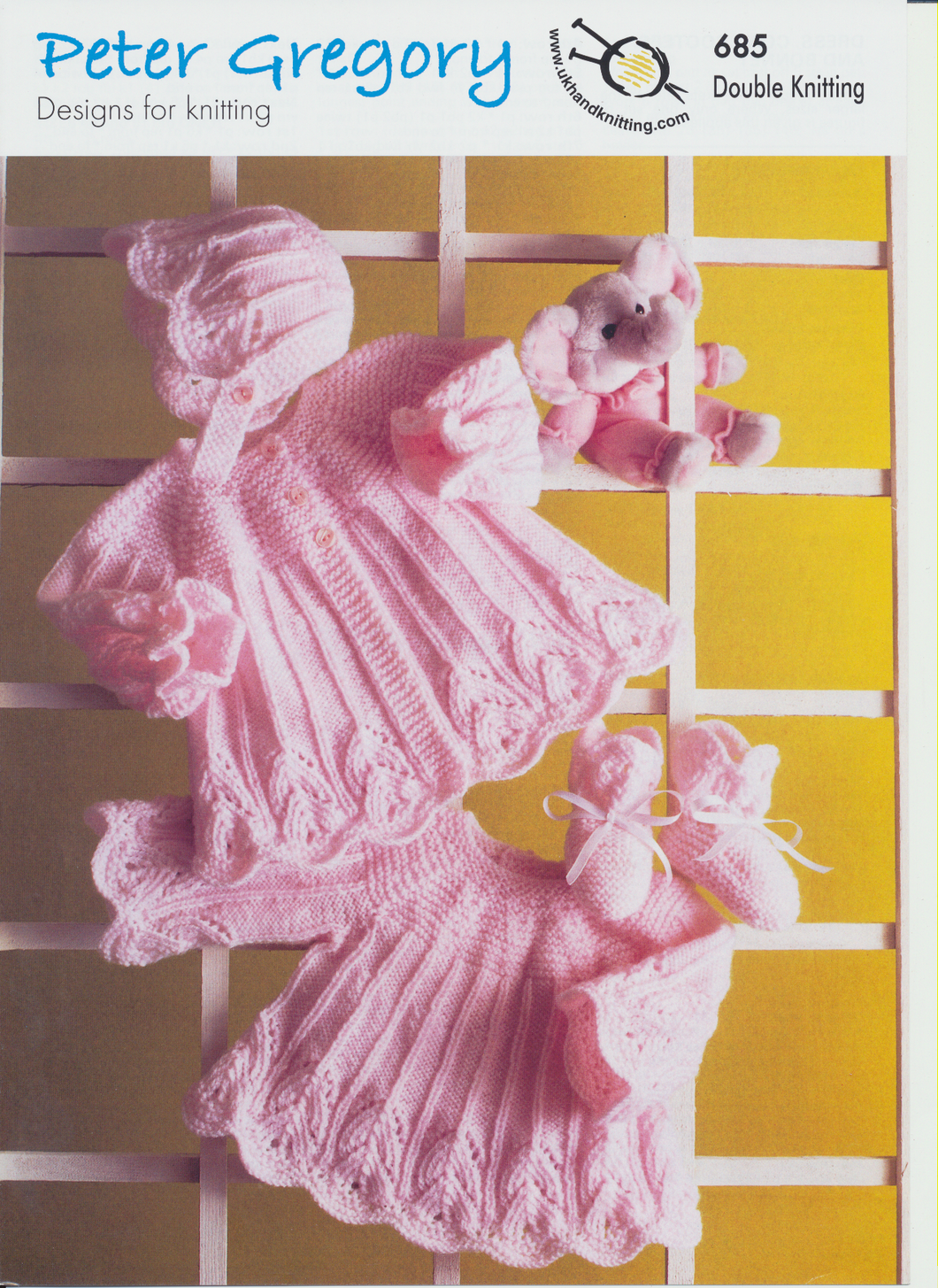 Baby Double Knitting Pattern  Dress,Coat, Bootees and Bonnet (PG 685)