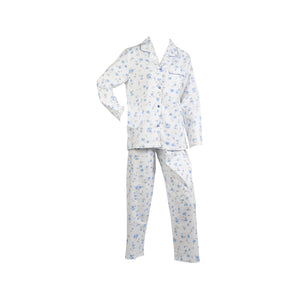 Slenderella Ladies Lightweight Floral Pyjama Set Blue - UK 20/22