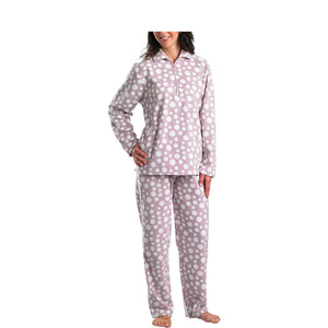Slenderella Ladies Luxurious Soft Fleece Polka Dot Pyjamas - XL (Pink)