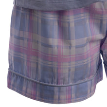 Load image into Gallery viewer, Slenderella Ladies Tartan Pyjamas - Jersey Top &amp; Checked Shorts Blue - UK 20/22