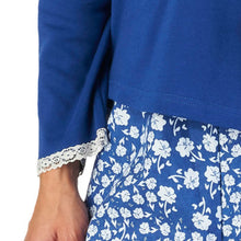 Load image into Gallery viewer, Slenderella Ladies Floral Cotton Pyjamas Set Navy - UK 20/22