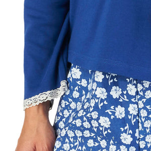Slenderella Ladies Floral Cotton Pyjamas Set Navy - UK 20/22