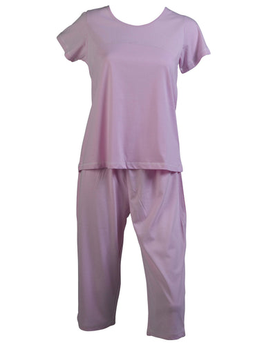 Slenderella Ladies Polka Dot Short Sleeve Top & 3/4 Bottoms Pyjamas Set Pink - UK 10/12