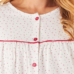 Slenderella Ladies Ditsy Heart Print Button Up Pyjamas Pink - UK 12/14