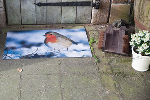 Robin Printed Winter Welcome Mat with PVC Backing Easy Clean (75cmx45cm)