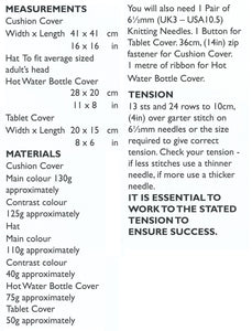 Chunky Knitting Pattern - Hat Cushion Hot Water Bottle Tablet Covers (UKHKA 155)
