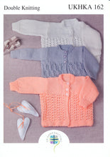 Load image into Gallery viewer, Double Knitting Pattern for Baby&#39;s Lacy Cardigans (UKHKA 162)