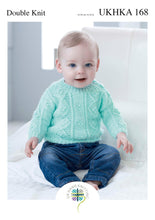 Load image into Gallery viewer, Double Knitting Pattern for Baby&#39;s Cabled Cardigan &amp; Sweater (UKHKA 168)