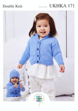 Load image into Gallery viewer, Double Knitting Pattern - Baby Jacket Blanket &amp; Hat (UKHKA 171)