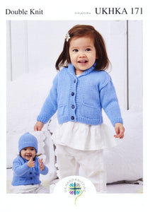 Double Knitting Pattern - Baby Jacket Blanket & Hat (UKHKA 171)