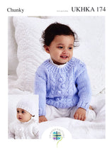 Load image into Gallery viewer, Chunky Knitting Pattern - Baby Sweater Slipover &amp; Hat (UKHKA 174)