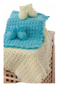 Double Knit Crochet Pattern for Baby Blanket & Bootees (UKHKA 186)