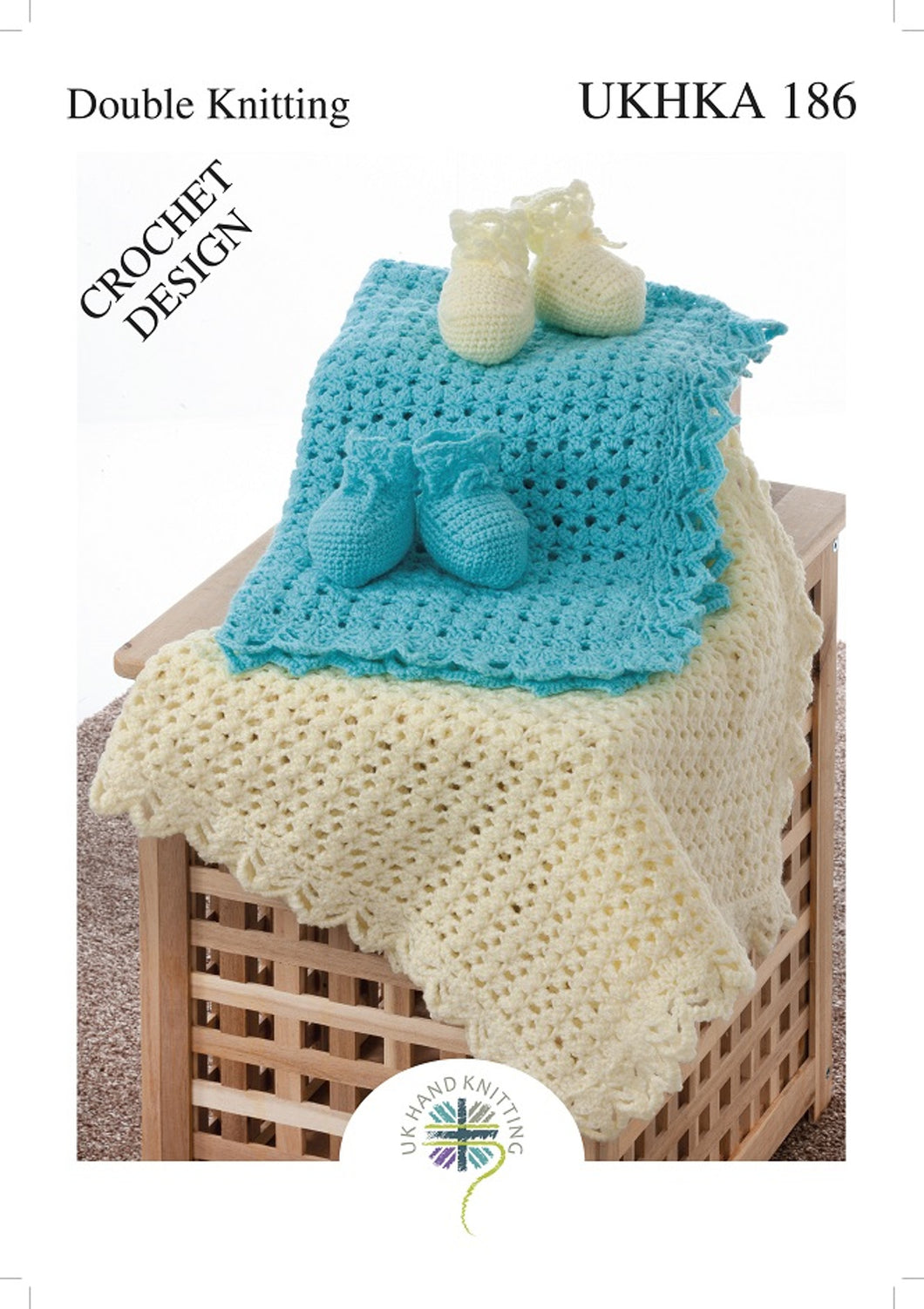 Double Knit Crochet Pattern for Baby Blanket & Bootees (UKHKA 186)