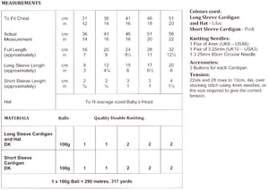 UKHKA 188 Double Knitting Pattern - Baby Cardigans & Hat