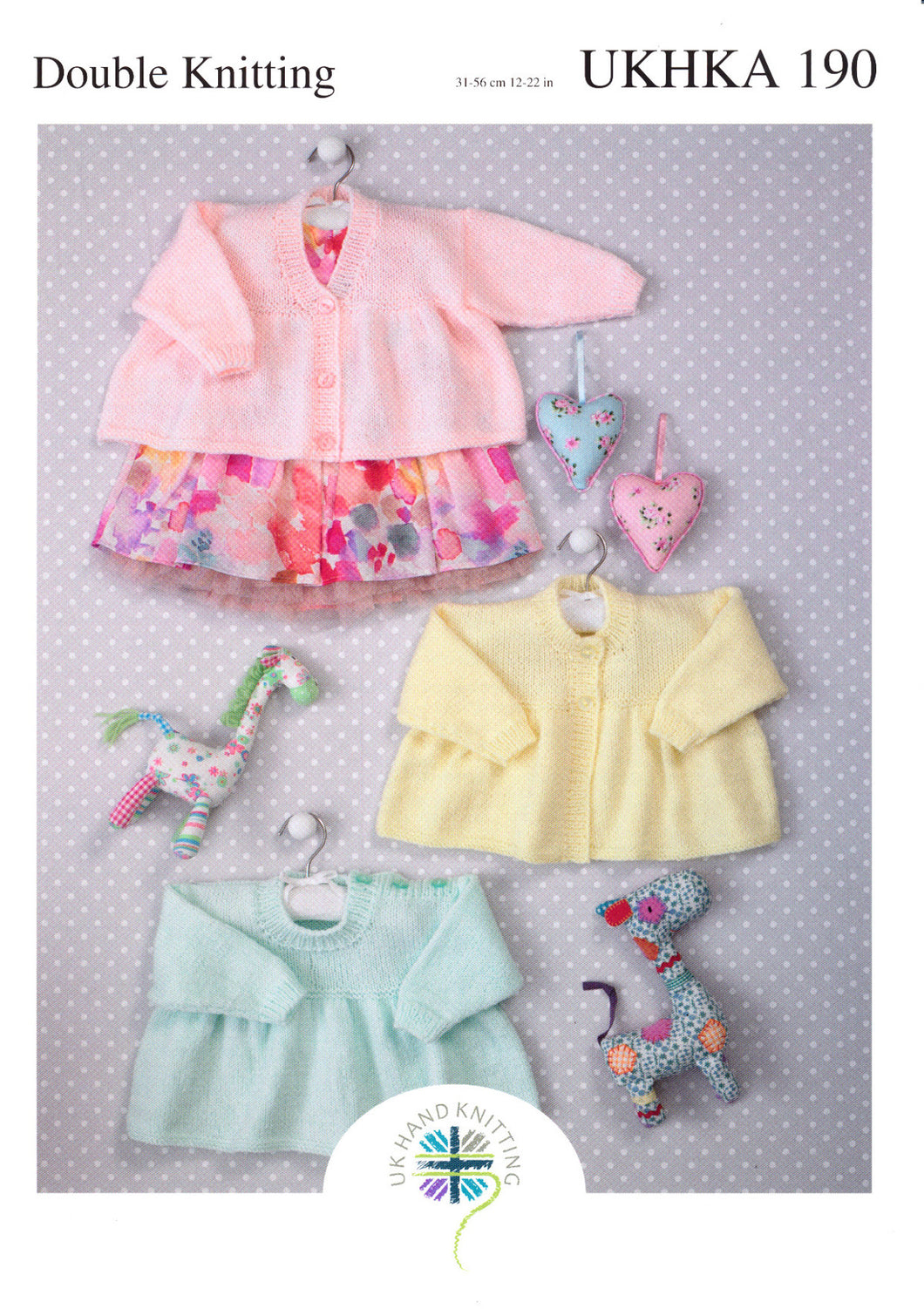 UKHKA 189 Double Knitting Pattern - Baby Cardigans & Sweater