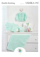 UKHKA 192 Double Knitting Pattern - Baby Cardigans Blanket & Hat