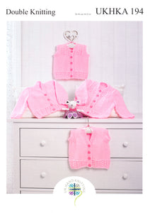 UKHKA 194 Double Knitting Pattern - Baby Cardigan & Waistcoat