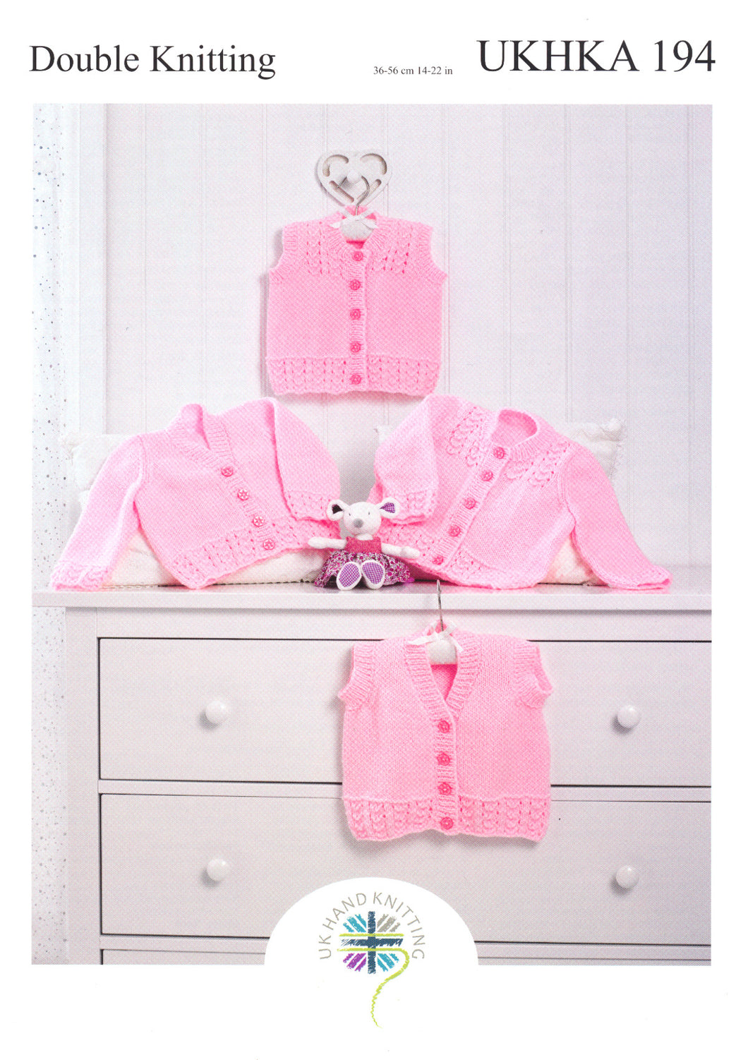 UKHKA 194 Double Knitting Pattern - Baby Cardigan & Waistcoat