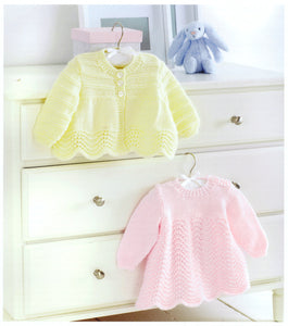UKHKA 199 Double Knitting Pattern - Baby Lace Jacket & Dress