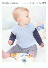 Load image into Gallery viewer, UKHKA 219 Double Knit Knitting Pattern - Baby Sweater Slipover &amp; Hat