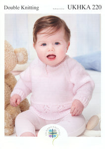 UKHKA 220 Double Knit Knitting Pattern - Baby Sweater & Cardigans