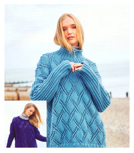 UKHKA 225 Chunky Knitting Pattern - Ladies Sweaters