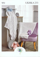 UKHKA 233 4ply Knitting Pattern - Baby Blankets
