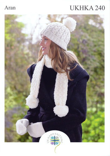 UKHKA 240 Aran Knitting Pattern - Ladies Accessories