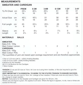 Double Knitting Pattern - UKHKA 79 Baby Cardigan & Jumper