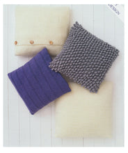 Load image into Gallery viewer, Chunky &amp; Aran Yarn Knitting Pattern - Easy Knit Design Cushion Covers UKHKA 144
