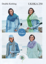 Load image into Gallery viewer, UKHKA 250 Double Knit Knitting Pattern Ladies Accessories Snoods,Scarf &amp; Shawl